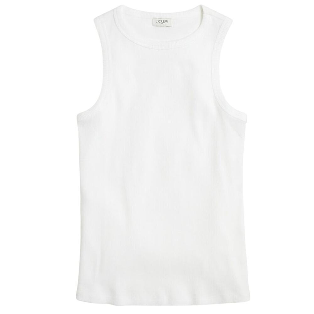 NWT J.Crew Factory White Ribbed Tank Top XXS Sleeveless Cotton Blend